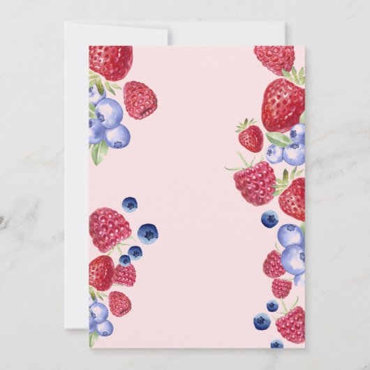 Berry First Birthday Party Invitation fraise (Dos)