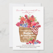 Berry First Birthday Party Invitation fraise (Devant)