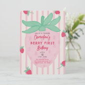 Berry First Birthday Party Invitation Kaart (Staand voorkant)