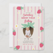Berry First Birthday Party Invitation with Photo (Devant)