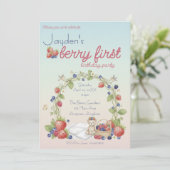 Berry First Birthday Party Kaart (Staand voorkant)