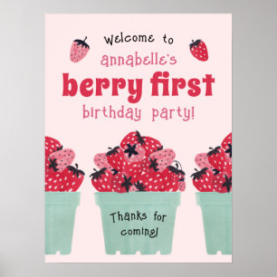 Berry First Birthday Party Poster Sign