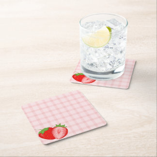 Berry First Birthday Party  Vierkante Kartonnen Onderzetter