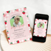 Berry First Birthday Photo Invitation