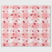 Berry First Birthday Red Gingham Bows Cadeaupapier (Vlak)