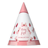 Berry First Birthday Red Gingham Bows Party Hat Feesthoedjes (Voorkant)