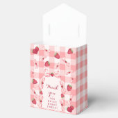 Berry First Birthday Red Gingham Bows Square Bedankdoosjes (Geopend)