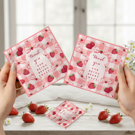 Berry First Birthday Red Gingham Strawberry Bows Servet