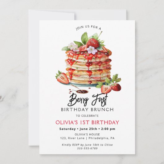 Berry First Birthday Spring Summer Invitation (Devant)
