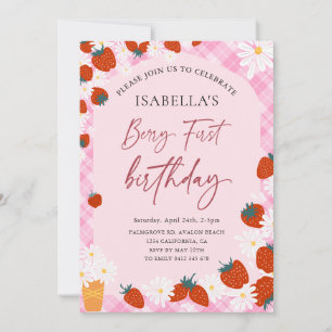 Berry First Birthday Strawberry 1st Birthday Girl Kaart