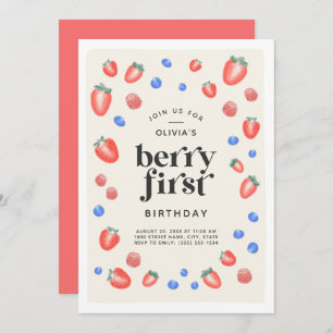 Berry First Birthday Strawberry Birthday Kaart