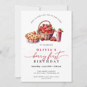 Berry First Birthday Strawberry Party Invitation