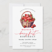 Berry First Birthday Strawberry Party Invitation (Devant)