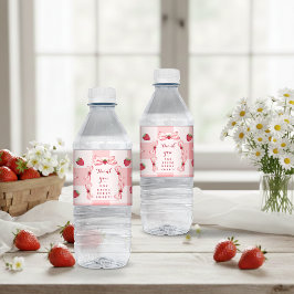 Berry First Birthday Strawberry Red Gingham Bows Waterfles Etiket