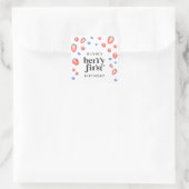 Berry First Birthday Strawberry Vierkante Sticker (Tas)