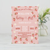 Berry First Birthday Thema Party Uitnodigingen (Staand voorkant)