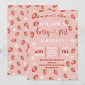 Berry First Birthday Thema Party Uitnodigingen (Voorkant / Achterkant)