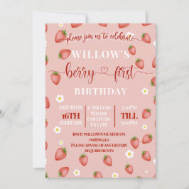 Berry First Birthday Thema Party Uitnodigingen
