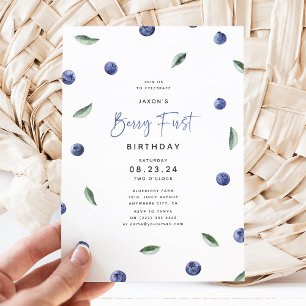 'Berry First' Blauwe Bes 1e Verjaardagsfeestje Kaart
