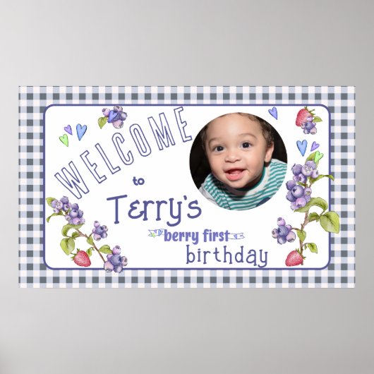 Berry First Boy's Verjaardagsbanner Poster (Voorkant)