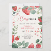 Berry First Floral 1er Anniversaire Invitation (Devant)