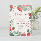 Berry First Floral 1er Anniversaire Invitation (Debout devant)
