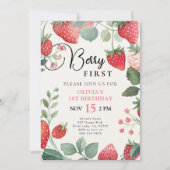 Berry First Floral 1er Anniversaire Invitation (Devant)