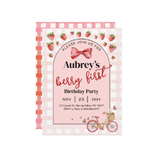 Berry First Strawberry 1er Invitation anniversaire