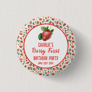 Berry First Strawberry Girl 1e verjaardag Ronde Button 3,2 Cm