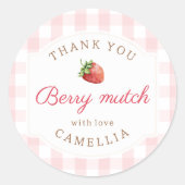 Berry First Strawberry Jam Bedankt Ronde Sticker (Voorkant)