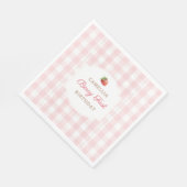 Berry First Strawberry Pink Gingham Birthday Party Servet (Hoek)