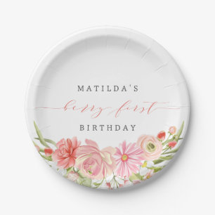 Berry First Strawberry Summer 1st Birthday   Papieren Bordje