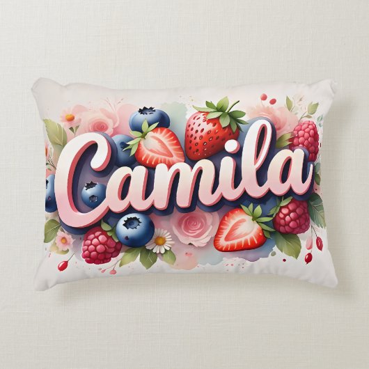 Berry Floral Nom personnalisé Coussin " Camila " (Devant)