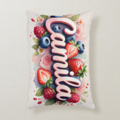 Berry Floral Nom personnalisé Coussin " Camila " (Devant(Vertical))