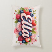 Berry Floral Nom personnalisé Coussin - Ella (Devant(Vertical))