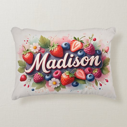 Berry Floral Nom personnalisé Coussin - Madison (Devant)