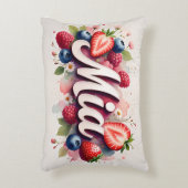 Berry Floral Nom Personnalisé Coussin - Mia (Devant(Vertical))