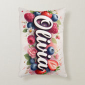 Berry Floral Nom personnalisé Coussin - Olivia (Devant(Vertical))