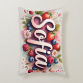 Berry Floral Nom Personnalisé Coussin - "Sofia" (Devant(Vertical))