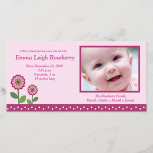 Berry Flower Garden 8x4 Faire-part de naissance ph