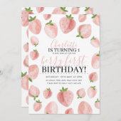 Berry fraise 1er anniversaire Invitation Girls (Devant / Derrière)