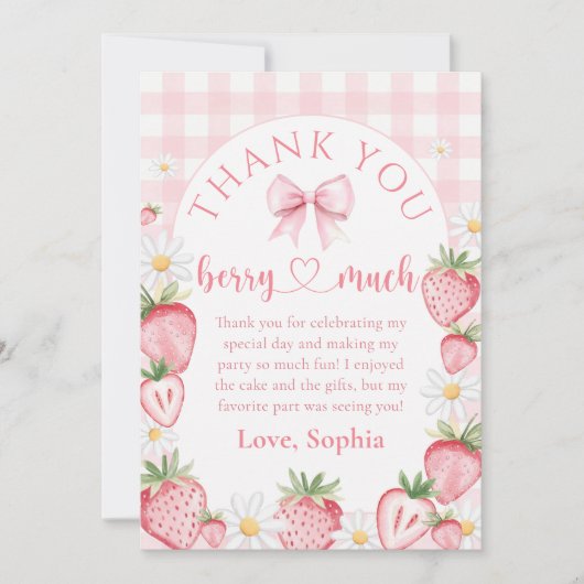 Berry fraise Bow Premier Carte de remerciements d' (Devant)