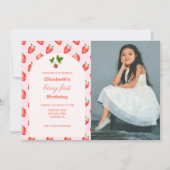 Berry fraise Premier anniversaire Photo Invitation (Devant)