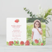 Berry fraise rouge doux Invitation d'anniversaire (Debout devant)