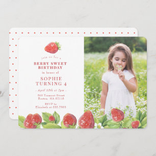 Berry fraise rouge doux Invitation d'anniversaire