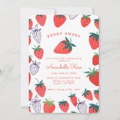 Berry fraise rouge doux Invitation d'anniversaire (Devant)