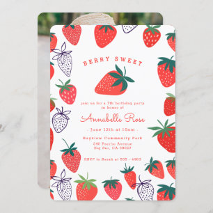Berry fraise rouge doux Invitation d'anniversaire