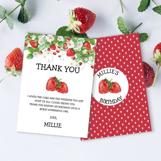 Berry fraise Sweet 1er Carte de remerciements d'an