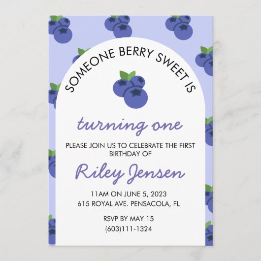 Berry Fruit First Birthday Party Invitation (Devant)