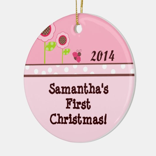 Berry Garden Ladybug gepersonaliseerde naam Orname Keramisch Ornament (Links)